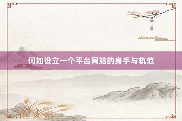 何如设立一个平台网站的身手与轨范